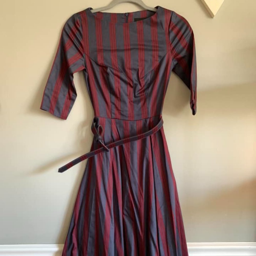 Collectif XXXS UK4 Suzanne Triplet stripes swing dress